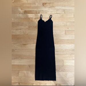 J Crew Ribbed V-Neck Sweater Slip Bodycon Dress in BLACK Sz XXS From Summer 2023